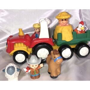 Little People Tractor Trailer Cowboy Farmer 3 Animals Hiding Pig *Moves & Sings*